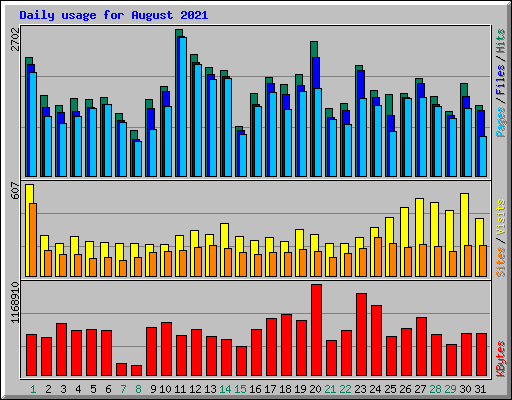 Daily usage for August 2021